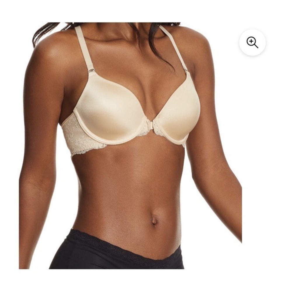 Maidenform One Fab Fit Lift T-Back Front Close 07112 34dd Beige Lace Back Euc